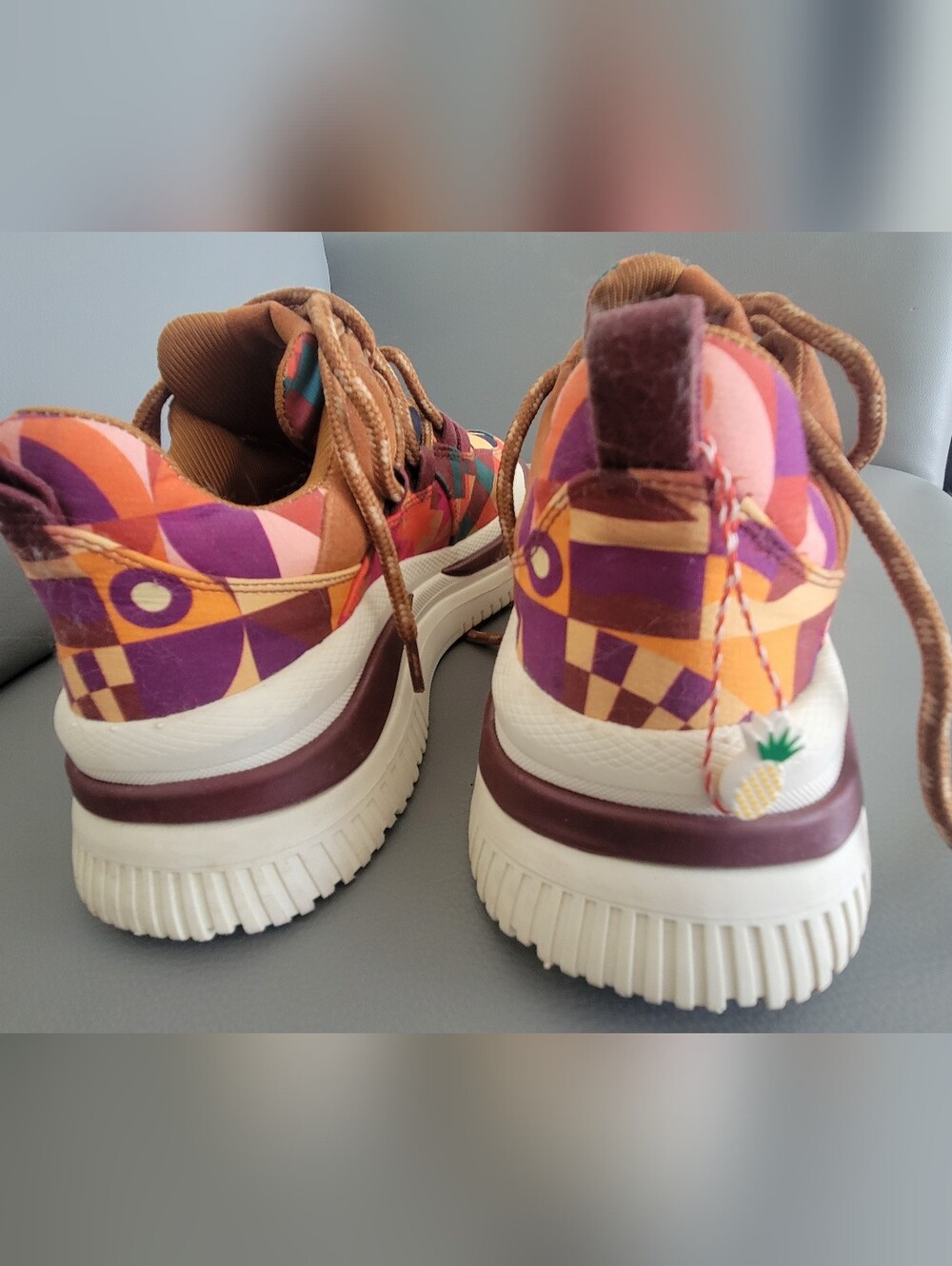 FARM Rio Multicolor Geometric Pattern Sneakers with Brown Accents - Picture 4 of 6